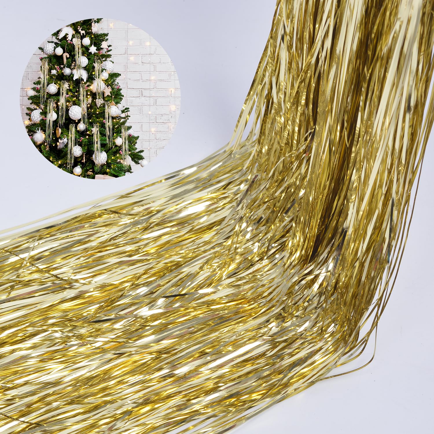Tinsel Icicles 4000 Strands Metallic Gold Tinsel Christmas Tree Streamer Party Decoration 18 Inch Tinsel For Christmas Tree Icicles Indoor Outdoor Xmas New Year Disco Birthday Party Supplies