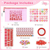 24 Pack Valentines Gifts For Students Classroom Exchange - Bulk Valentines Party Favors Birthday Goodie Bags Class Rewards Prizes Stationery Set With Reusable Zipper Pouches With Cards