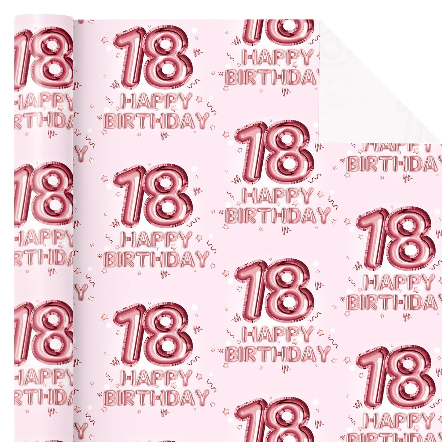 Girl 18Th Birthday Wrapping Paper - Mini Roll - 17 Inch X 16.5 Feet - Happy Birthday Wrapping Paper Perfect For Girls, Party, Holiday