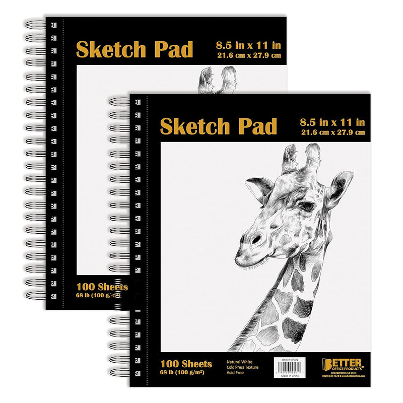 8.5" X 11" Sketch Paper Pad, 100 Sheets, 68 Lb/100Gsm Premium Paper, By , Spir