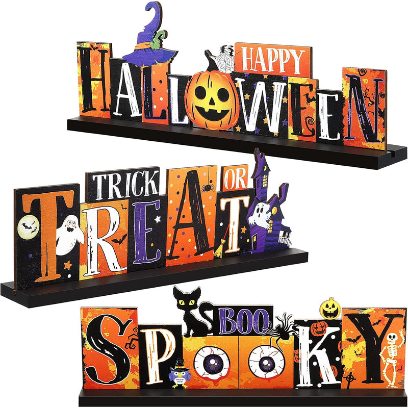 3 Pieces Halloween Table Decorations Pumpkin Table Centerpiece Boo Spo