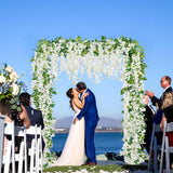 6Pcs Wisteria Garland Artificial Flowers Garland Fake Hanging Wisteria Vines Rattan Silk Hanging Flower Vines For Home Garden Outdoor Wedding Arch Party Ceremony Total 35.4Ft (White)