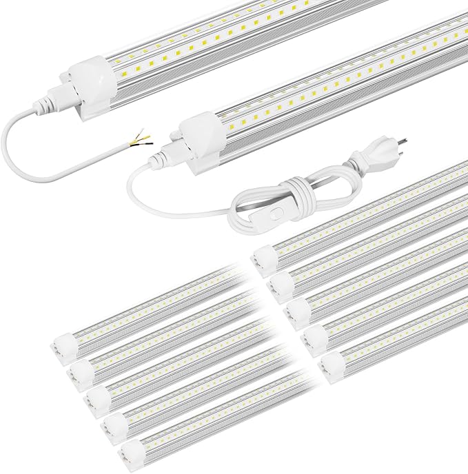 10 Pack 5FT LED Shop Lights 45W 6750LM 6500K Daylight Linkable Garage Workshop Lighting
