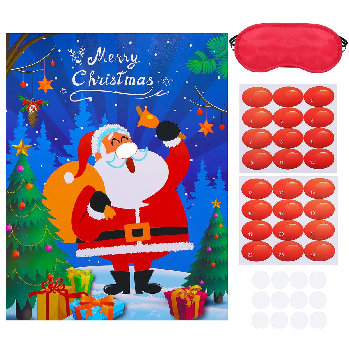 Christmas Party Games Pin The Nose Game On Santa Claus Fun Xmas Blindfold Party Games For Family Friends Christmas Party Favors Supplies