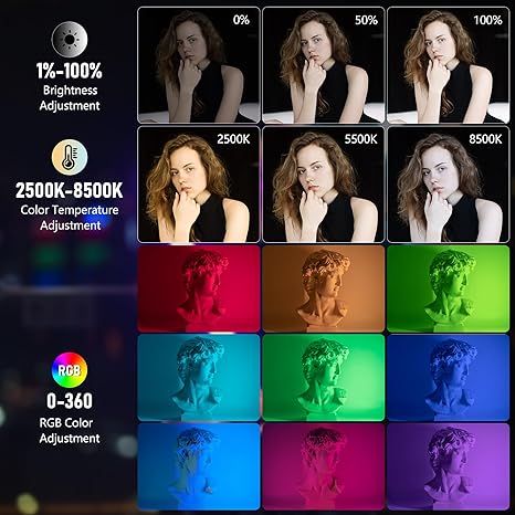 2 Pack K60 RGB LED Video Light Sticks Handheld 360 RGB Tube Light Wand with App Control