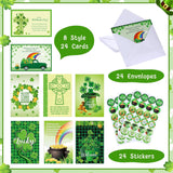 24 Sets Irish Blessing Gift St Patrick'S Day Assorted Cross Religious Greeting Card Shamrock Wishes Cards For Jesus Spring Party Supplies