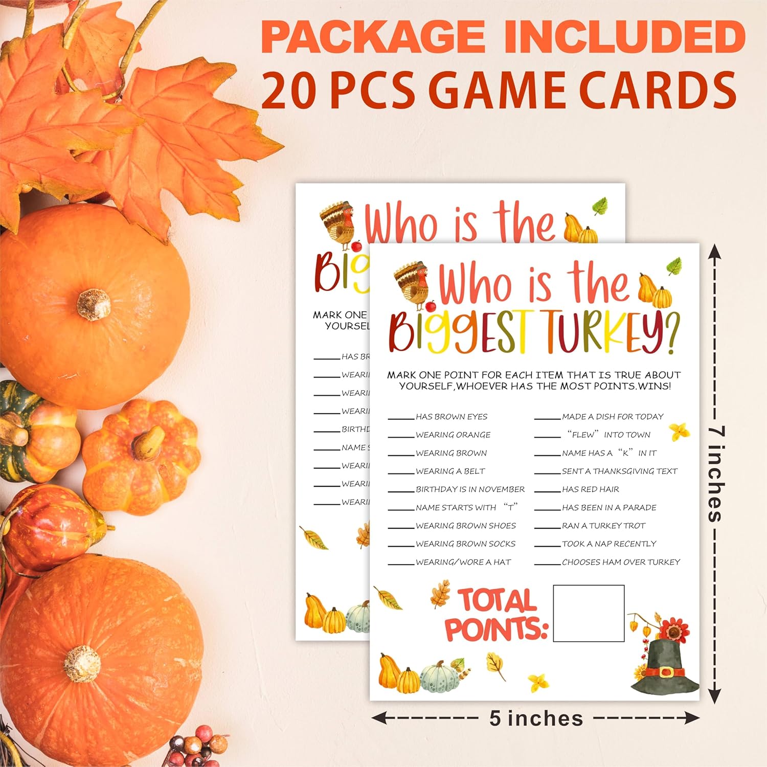 Thanksgiving Party Icebreaker Card - Who Is The Biggest Turkey -A Set Of 20 Game Cards, Thanksgiving Dinner Game For Adults, Friendsgiving, Harvest, Holiday, Party Supplies - A03