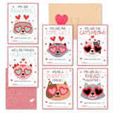 Cat Valentines Cards Kids Classroom - 48 Pack Funny Valentines Day Class Exchange Greeting Cards With Envelopes & Heart Stickers, 4.7 * 3.6 Inch