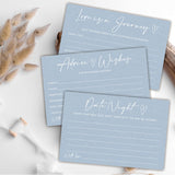 Advice & Wishes Card Kit - 1 Standing Sign & 3 Type Of Advice Cards (15Pcs Each) For Newlyweds, Engagement, Bride & Groom, Date Night Cards, Love Is A Journey, Wedding Party Supplies (Blue) - C02