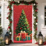Merry Christmas Banner Door Cover 6 X 3 Ft, Christmas Decorations For Party Banners, Xmas Winter Holiday Background Home Decor (Tree)