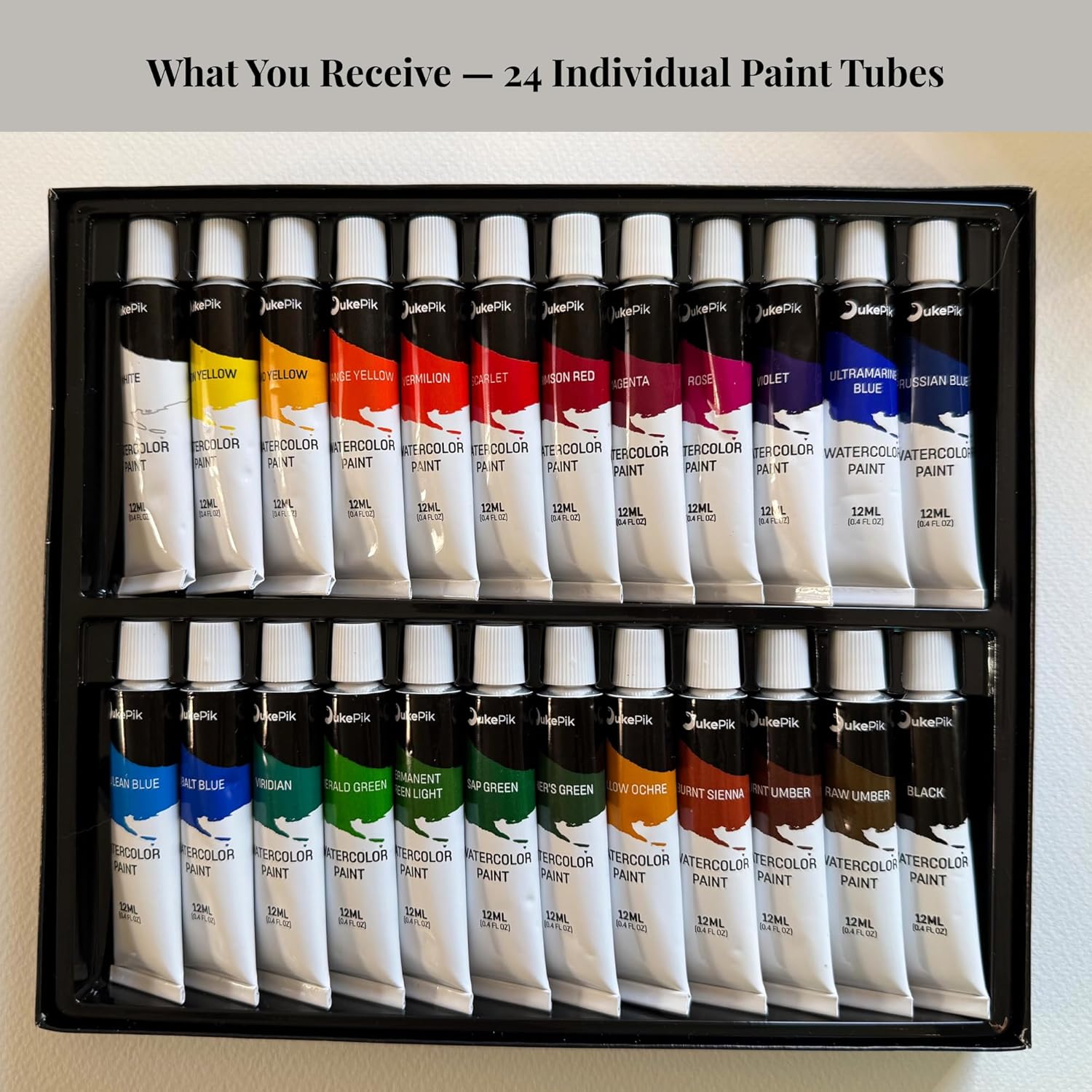 Watercolor Paint Set – 24 Vibrant Colors In 12Ml Tubes, Highly Pigmented & Non-Toxic Watercolor Paints For Beginners, Students & Hobby Artists
