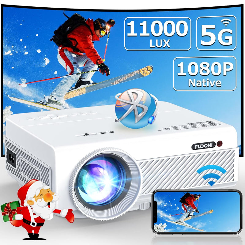 Projector With Wifi And Bluetooth, 5G Wifi Native 1080P Outdoor Projector 1100