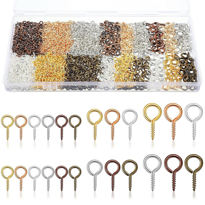 1200 Pieces/3 Sizes Mini Metal Eye Pins Screw Eye Pins Screw Eyelets Small Eye