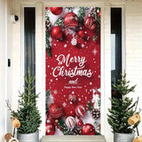 Merry Christmas Door Banner 35X71 Inch Red Christmas Front Door Cover With Snowflakes And Lettering For Xmas Winter Seasonal Holiday Party Porch Wall Hanging New Year Entryway Decoration