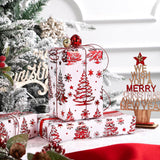 Christmas Wrapping Paper Roll - Mini Roll - Red Foil Christmas Tree Pattern Great For Holiday Gifts, Party And More - 17 Inches X 16.5 Feet