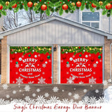 Christmas Garage Door Cover Mural 7X8 Ft - Red Xmas Banner Decorations Outside For Car Garage - Merry Christmas Holiday Banner