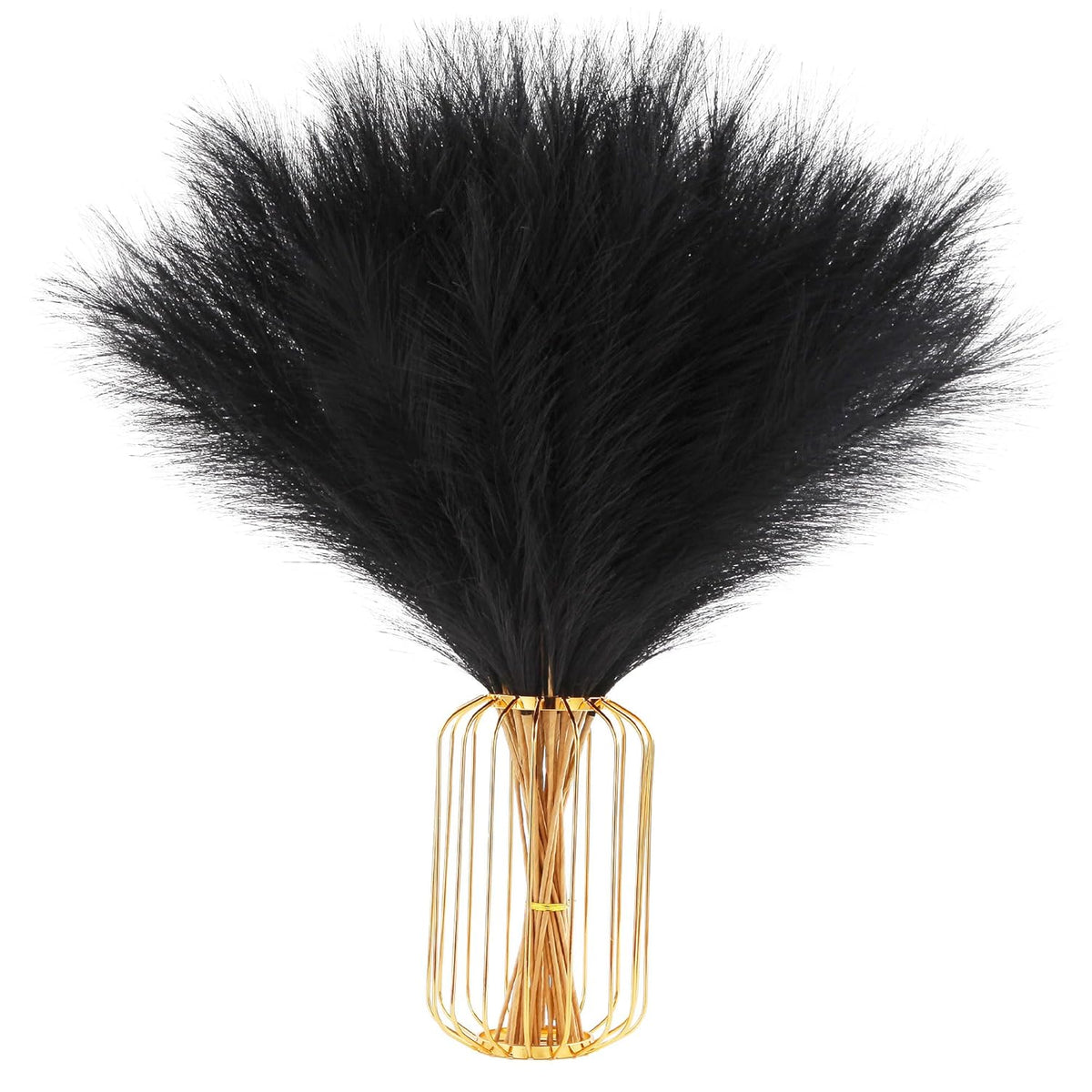 Black Faux Pampas Grass Extra Full, 24'' Tall 30 Stems With 90 Branches Artificial Pampas Grass Boho Decor, Artificial Flower Arrangements For Wedding Centerpieces, Vase Filler