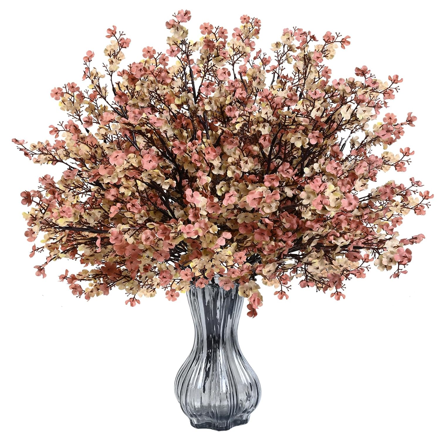 6Pcs Fake Flowers Babys Breath Silk Artificial Flowers Gypsophila Bouquets Bulk Real Touch Fall Stems For Home Boho Living Room Bedroom Decor Diy Floral Arrangement, Beige Brown