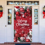 Merry Christmas Door Banner 35X71 Inch Red Christmas Front Door Cover With Snowflakes And Lettering For Xmas Winter Seasonal Holiday Party Porch Wall Hanging New Year Entryway Decoration