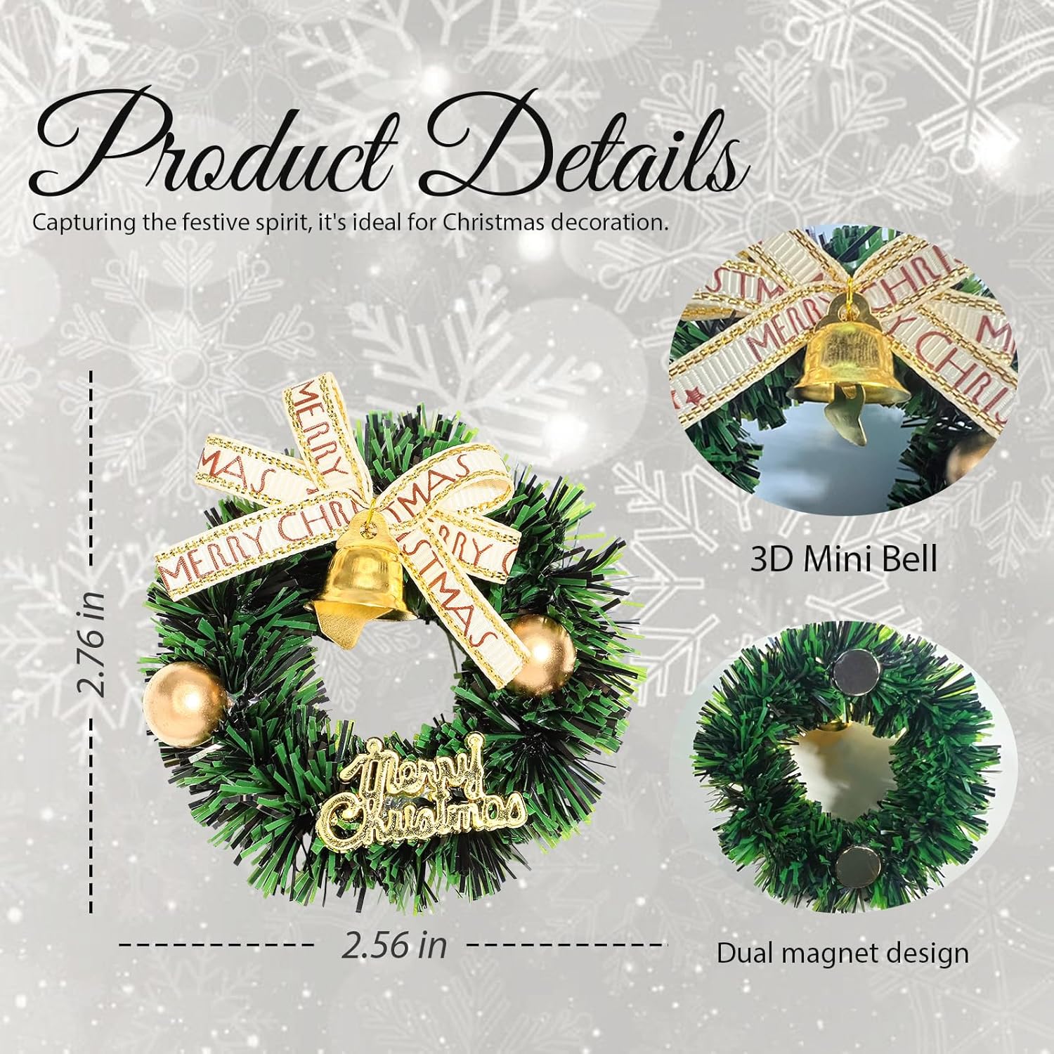 Creative Christmas Wreath Fridge Magnets Set 3D Mini Wreath Refrigerator Magnets For Christmas Magnetic Ornaments, Kitchen Fridge Locker Decorations For Home Office