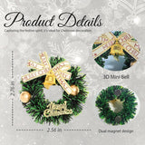 Creative Christmas Wreath Fridge Magnets Set 3D Mini Wreath Refrigerator Magnets For Christmas Magnetic Ornaments, Kitchen Fridge Locker Decorations For Home Office