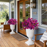 12 Piece Outdoor Artificial Flowers Fake Pansies -Two-Tone Faux Flowers Per Stem, Uv Resistant For Indoor Outdoor Porch Garden Planters Patio Window Box Home Decor(Light Purple Fuchsia)