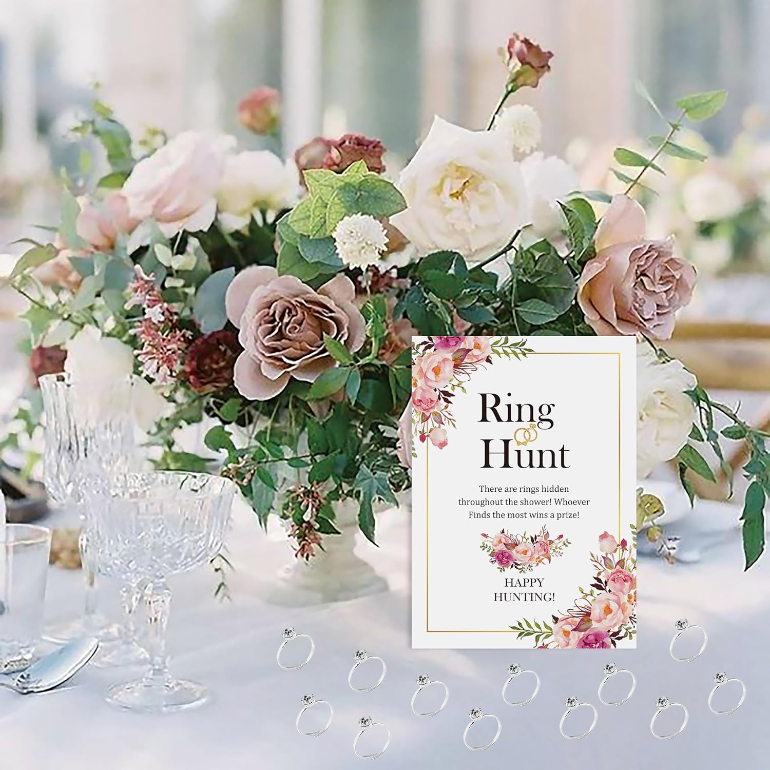 Ring Hunt Game, Bridal Shower Game, Bridal Shower Decoration, Bachelorette Decoration Party, Engagement Party Game, Bridal Shower Party Ring Scavenger Hunt-Jzxb006
