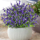 12 Bundles Artificial Lavender Flowers For Outdoors Faux Silk Flowers Fake Monkey Grass Uv Resistant Greenery Plants For Home Porch Window Patio Hanging Planter Decor (12, Purple)