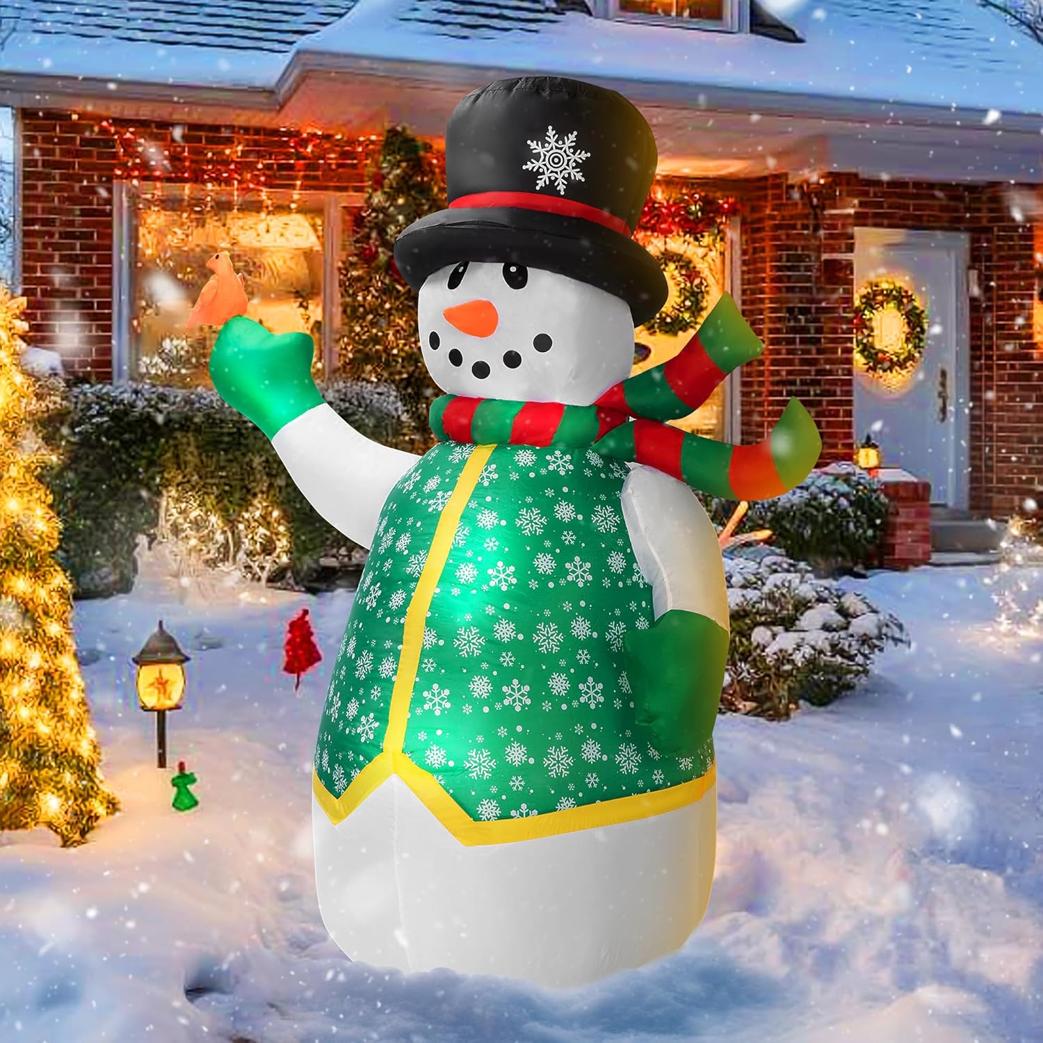 6Ft Christmas Inflatable Outdoor Decoration, Snowman In Vest, Navidad Blow Up Yard Decor With Built-In Led Light For Law