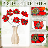 6 Pcs Stained Glass Flowers With Stems 17 Inch Red Flower Bouquets Faux Flower Floral For Mom Birthday Gifts Home Garden Christmas Decor(No Vase)