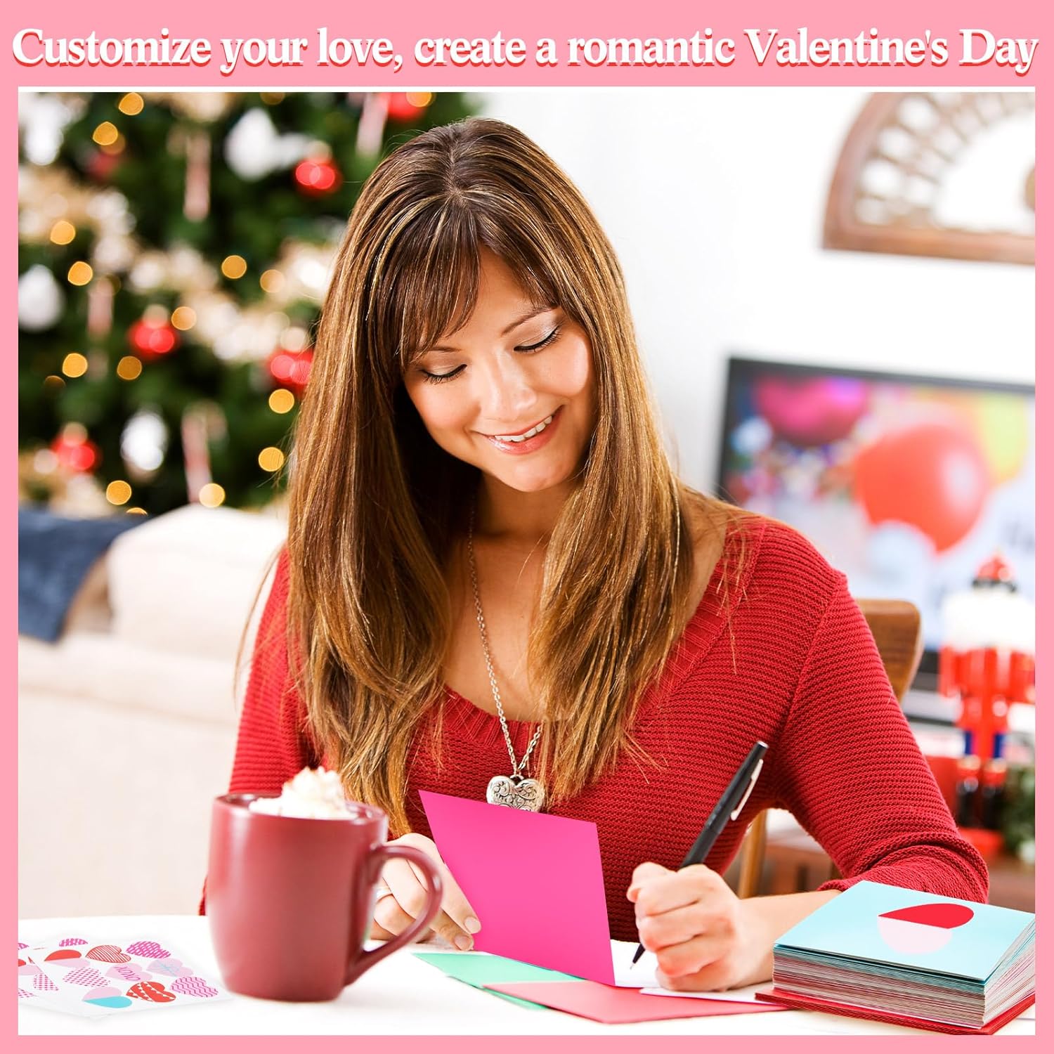 Valentine'S Day Cards Assortment Blank Heart Shaped Red Love Note Cards Bulk 4 X 6'' Assorted Valentines Greeting With Red Envelopes And Sweet Heart Stickers(45 Set)