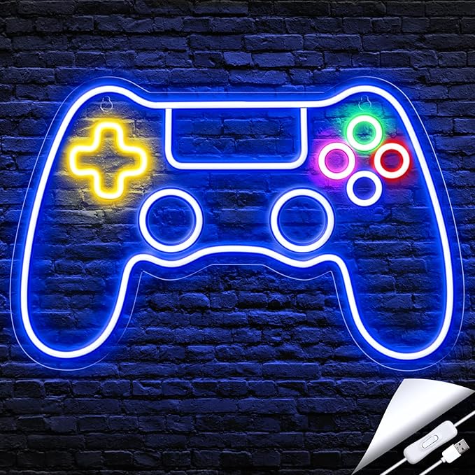 Gamer Neon Sign Game Controller LED Wall Decor Light for Gaming Room Teen Boys