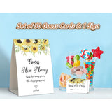 Sunflower Shower Game,How Many,Baby Shower Games,Wedding Shower Games,Baby Shower Decorations Gender Neutral,Bridal Shower Decoration,Birthday Party Game,50 Cards & 1 Sign -5