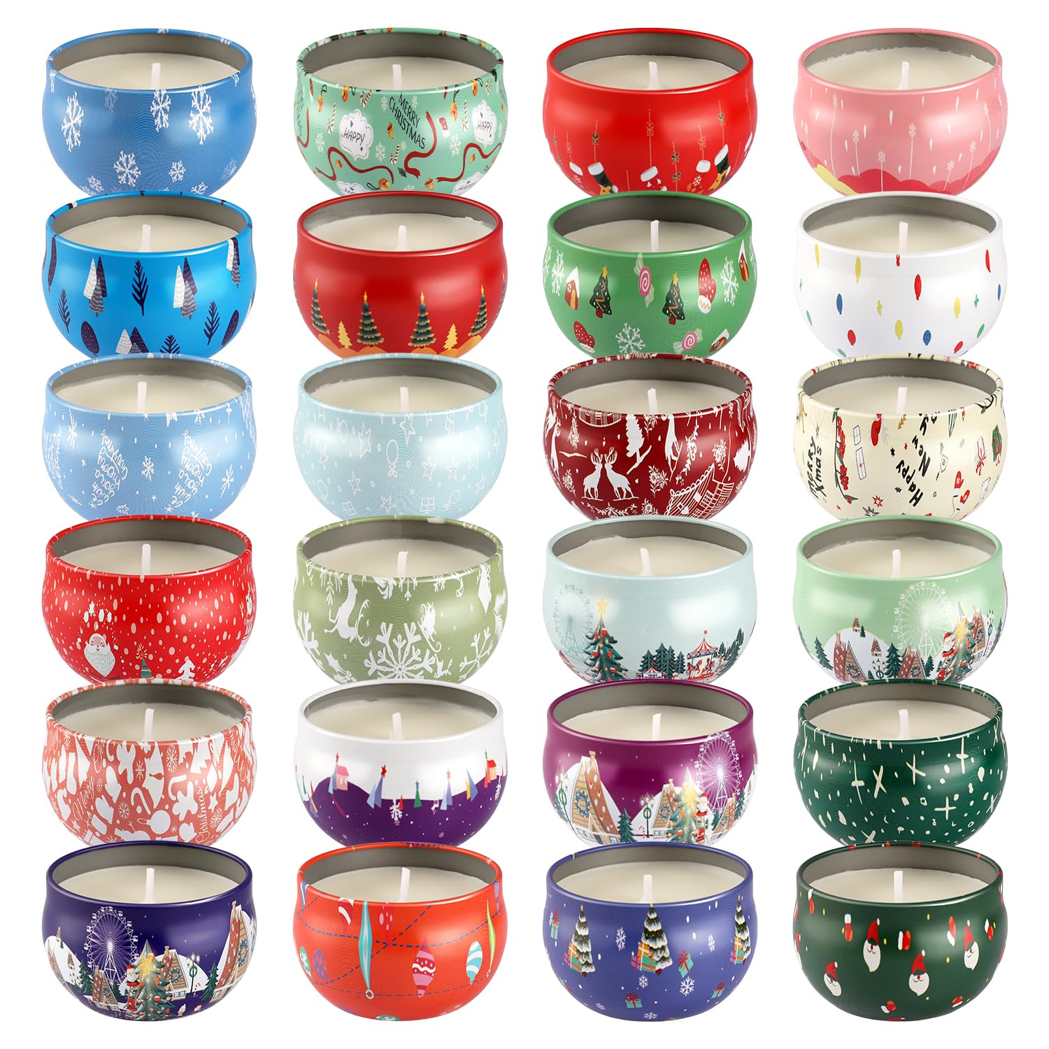 24Pack Christmas Scented Candles Gift- Aromatherapy Candle-2.5Oz Soy Wax-Long Lasting Burn Time, Christmas Thanksgiving Gifts For Women?Home Decor