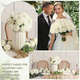 60 Pcs White Roses Artificial Flowers Bulk, Silk Roses With Stem Realistic White Artificial Roses For Decoration Diy Wedding Bouquet Bridal Shower Party Home Table Centerpieces Decor (White)