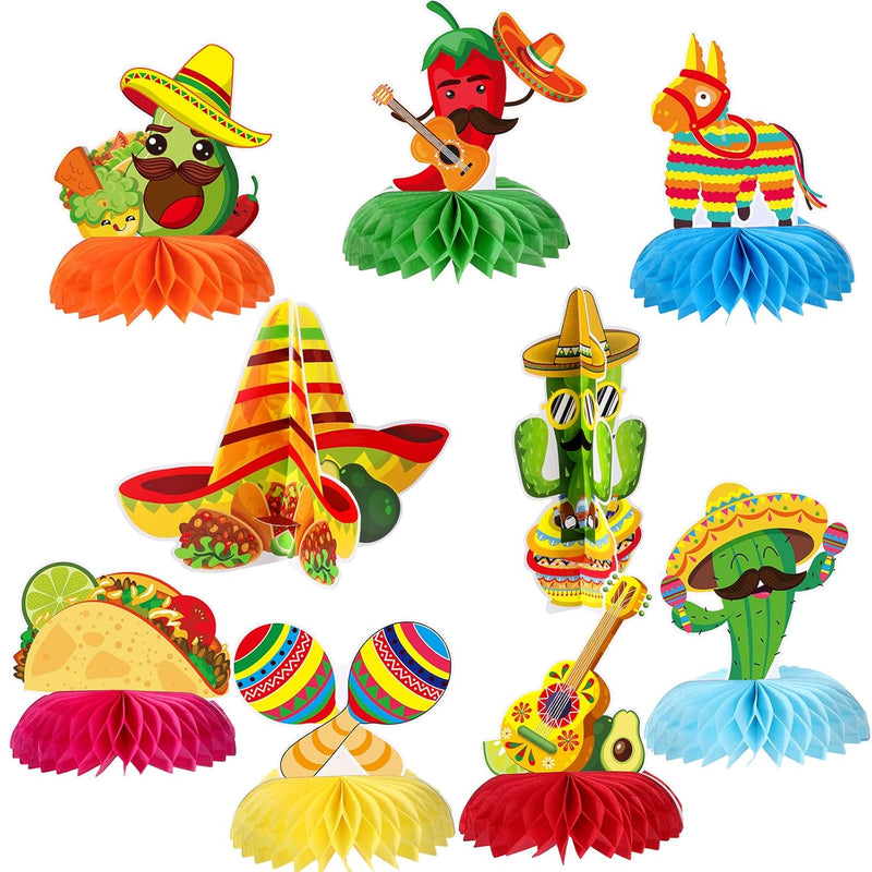 9 Pieces Fiesta Table Centerpieces Paper Mexican Honeycomb Decoration