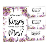 How Many Kisses For The Soon To Be Mrs Floral White Bridal Shower Game 1 Sign + 30 Cards