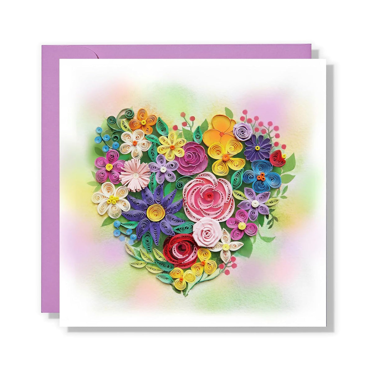 Love Anniversary Greeting Card, Handmade 3D Quilling Card For Love Friend Mom Birthday, Wedding, Engagement, Mothers Day, Heart Shaped, Luxury Paper Card With Envelope (Heart Flower)
