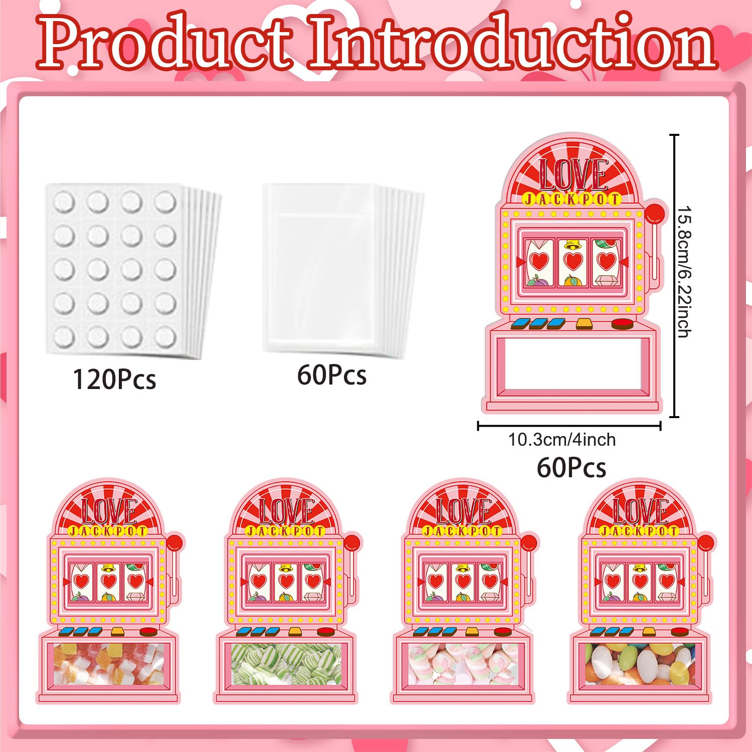Valentines Cards For Kids School Classroom, 60 Pack Diy Candy Valentine Day Cards Set Gifts For Girls Boys, Love Jackpot Valentine'S Exchange Card Bulk For Kids (Candy Not Included)