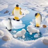 Penguin Cake Decorations Seal Cake Topper Arctic Cupcake Topper Polar Animal Figurines Mini Penguin Themed Cake Toppers Blue White Silver Ball Toppers For Birthday Winter Christmas Party