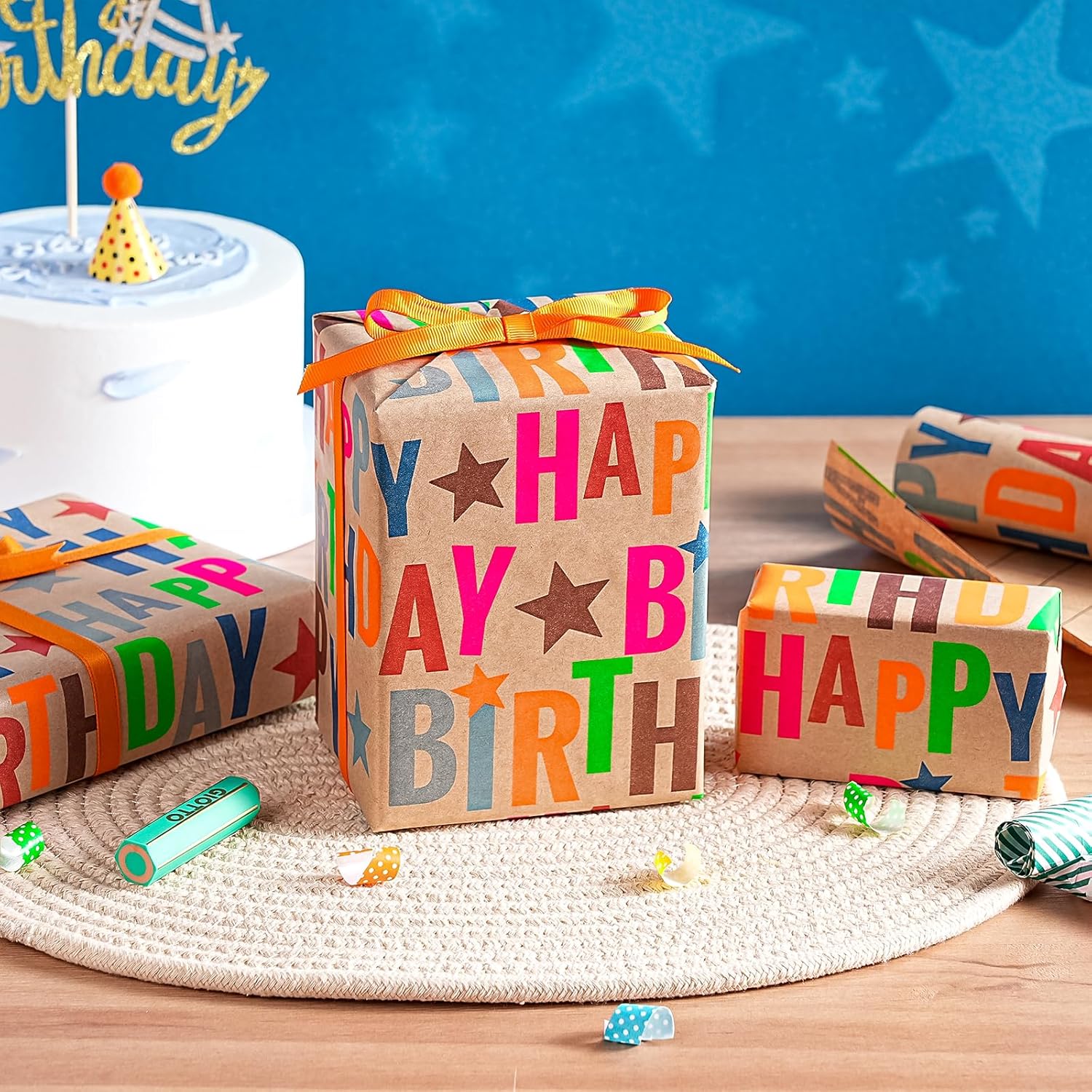 30 Inch Birthday Wrapping Paper Roll - 30 Inch X 33 Feet - Colorful Happy Birthday Wrapping Paper For Girls Boys Kids, Baby Shower, Party