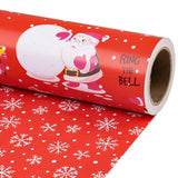 Reversible Christmas Wrapping Paper Roll, Mini Roll, Red Santa Claus And Snowflake Design, Adorable Gift Wrap For Kids, Boys, Girls, Holiday Xmas Presents, 17 Inches X 16.4 Feet