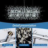 Modern Crystal Chandeliers Firework, 12-Light Dining Room Lighting Fixtures Hanging, Chrome Sputnik Firework Ceiling Light Fixture For Dining Room Living Room Kitchen Island (L 35.5")