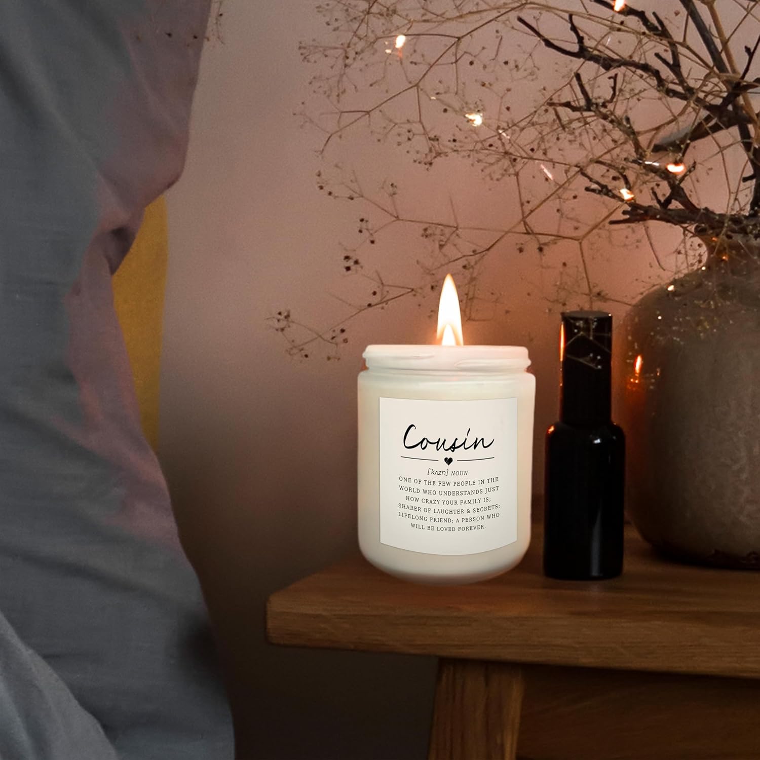 Cousin Gifts For Women Candles, Best Cousin Gifts For Women, Gifts For Cousins Female, Cousin Gifts From Cousin, Cousin Jar Candle (Wood Sage & Sea Salt), White