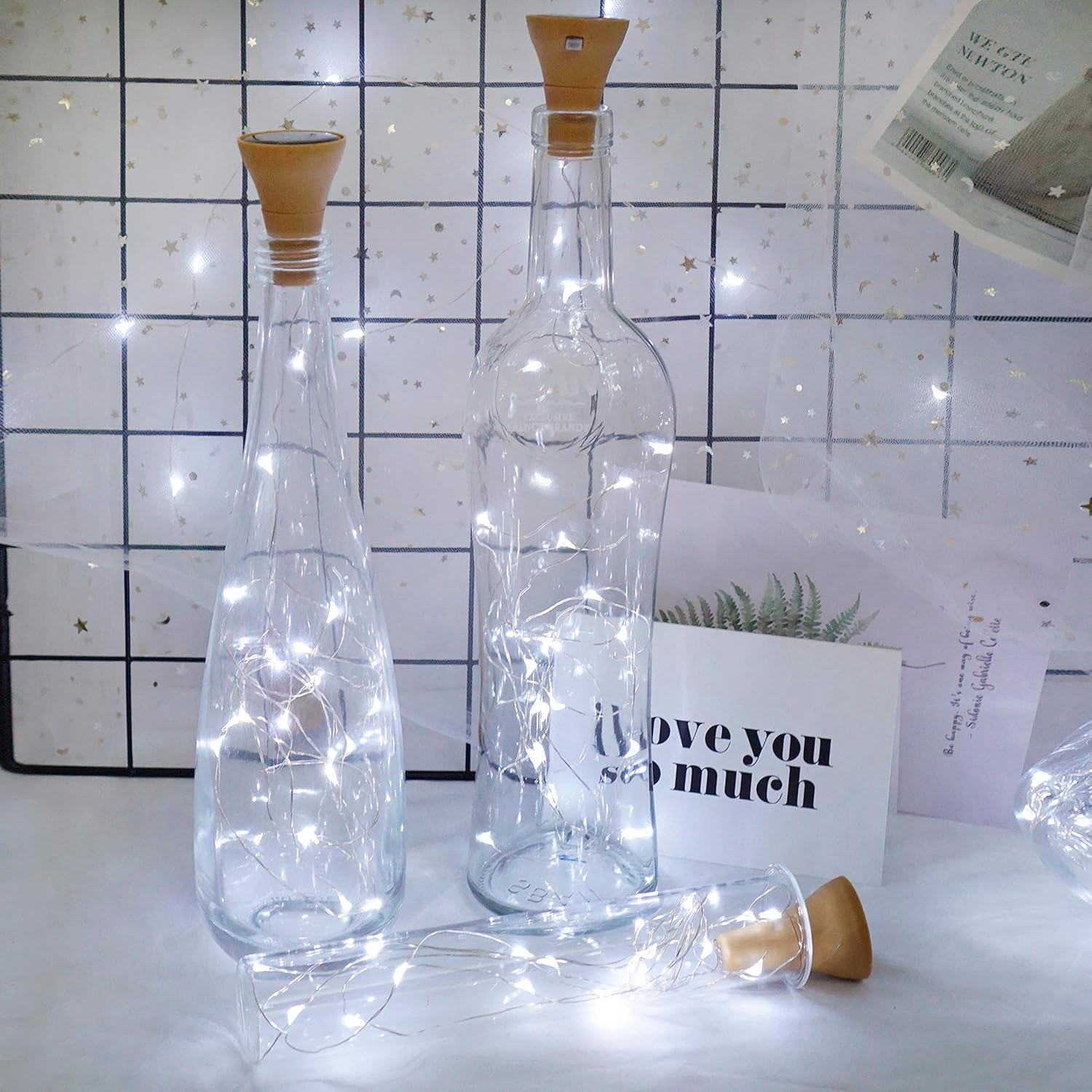 Upgraded 8 Pack Solar Wine Bottle Lights, 20Led Silver Wire Cork Lights Waterproof Fairy Lights For Liquor Bottles Craft