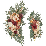 Wedding Arch Flowers Set Of 2 Flower Swag Arrangements Burnt Orange Wedding Welcome Signs Terracotta Flowers For Wedding Ceremony And Reception Backdrop