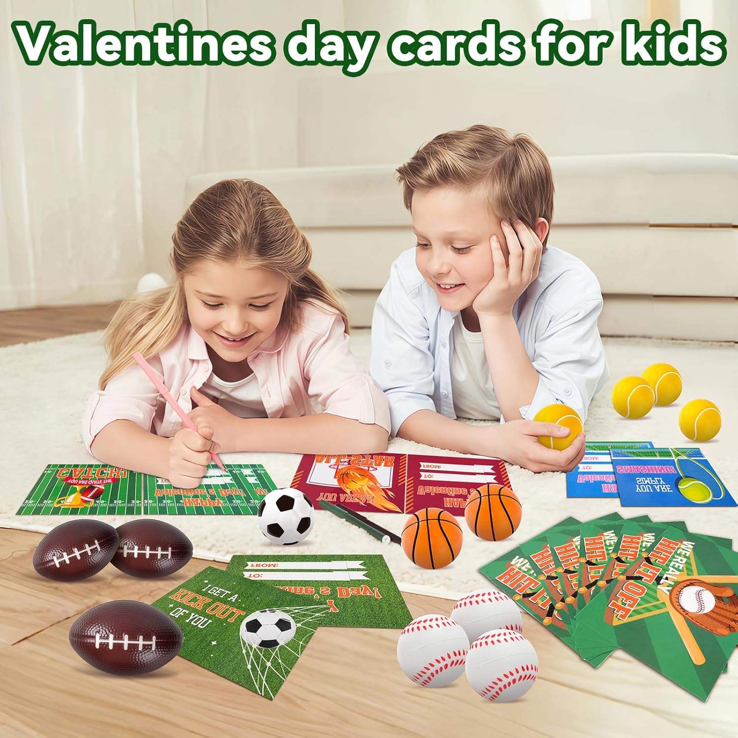 Valentines Day Gifts For Kids 30Pack Valentines Cards With Sports Squeeze Balls Valentines Exchange Cards For Boys Girls School Classroom Prizes Party Favors