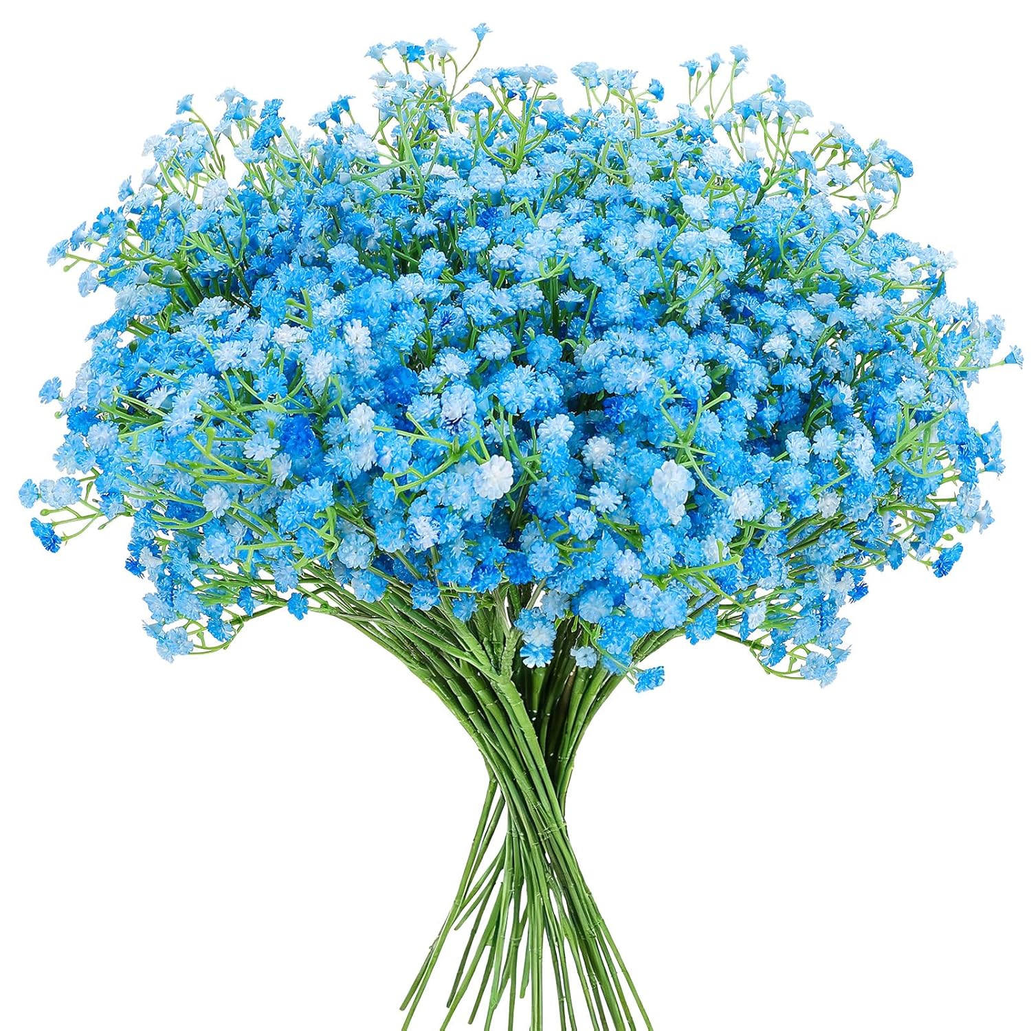 24 Pcs Blue Fake Baby Breath Artificial Flowers 20.5 Inch Real Touch Gypsophila For Wedding Bouquet Party Decor Faux Floral Arrangements Home Garden Centerpieces