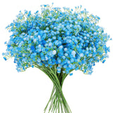 24 Pcs Blue Fake Baby Breath Artificial Flowers 20.5 Inch Real Touch Gypsophila For Wedding Bouquet Party Decor Faux Floral Arrangements Home Garden Centerpieces