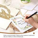 Wedding Pop Up Card Set 3D Greeting Anniversary Romantic Wedding Congratulations Card With Envelope For Bride And Groom Valentine Gift Engagement Party Supplies(Arched Door Style)